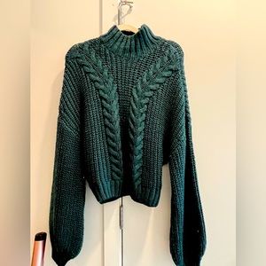 Vero Moda Forest Green Cable Knit Oversized Sweater